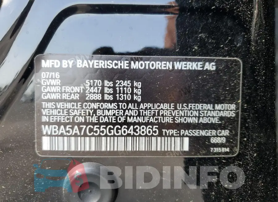 WBA5A7C55GG643865 Photo# 12