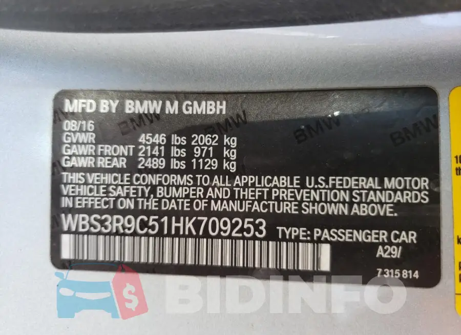 WBS3R9C51HK709253 Photo# 12 WBS3R9C51HK709253 Photo# 12