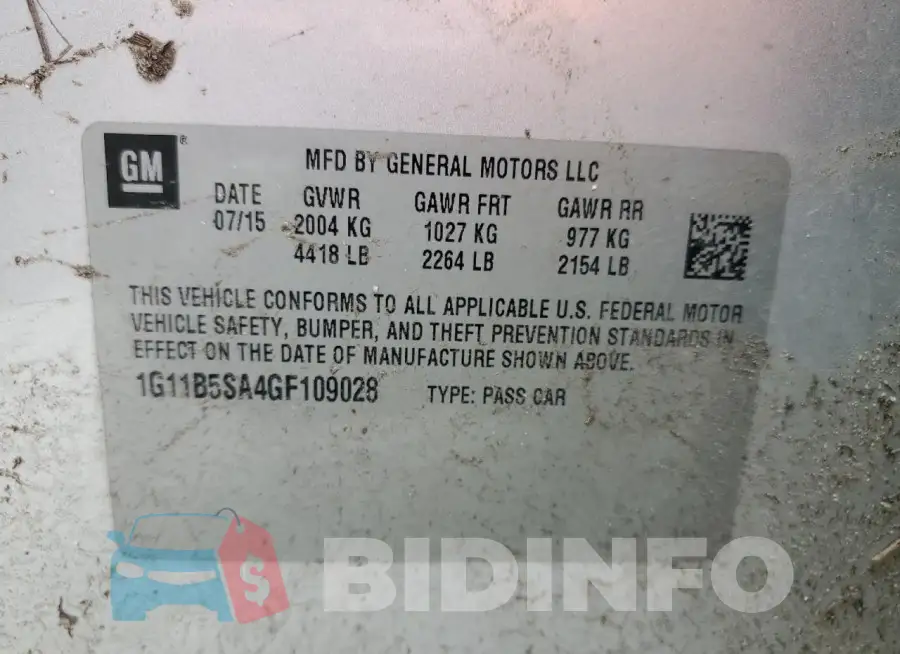 1G11B5SA4GF109028 Photo# 12