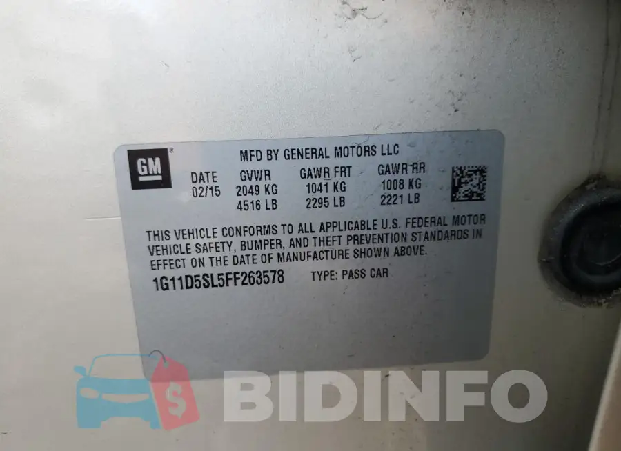 1G11D5SL5FF263578 Photo# 12