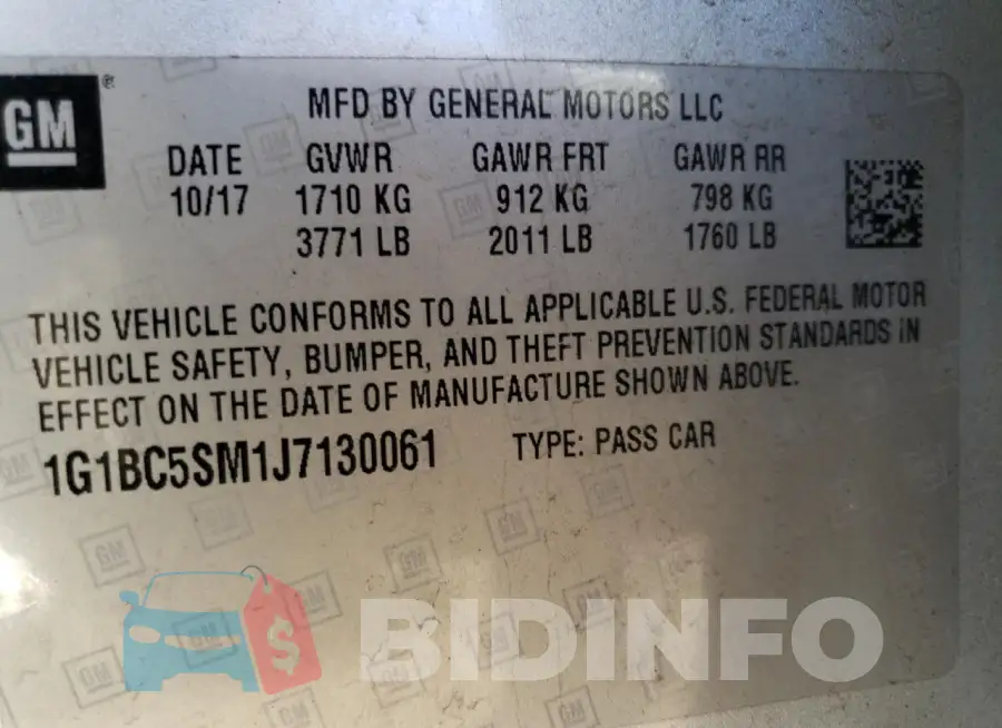 1G1BC5SM1J7130061 Photo# 12
