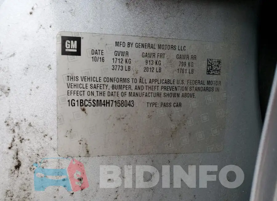 1G1BC5SM4H7158043 Photo# 12