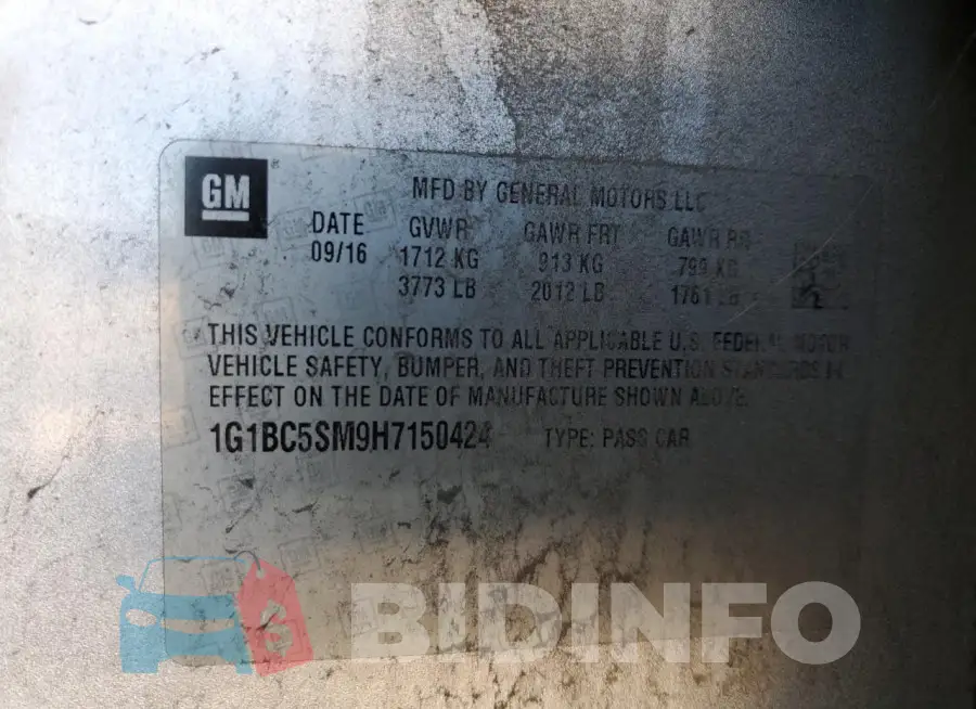 1G1BC5SM9H7150424 Photo# 12