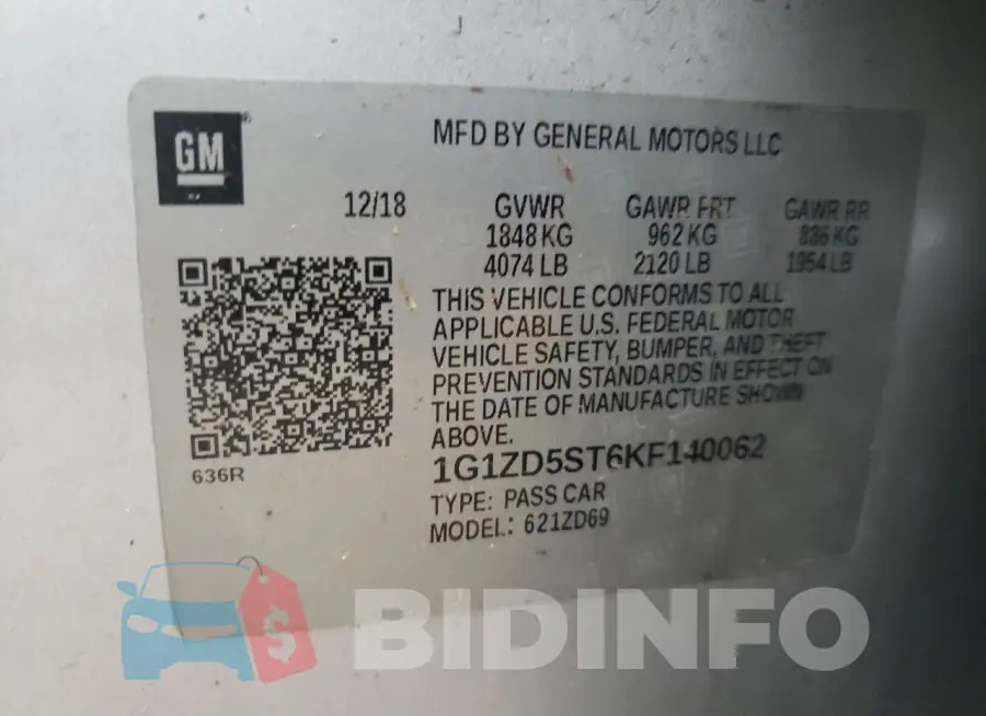 1G1ZD5ST6KF140062 Photo# 12