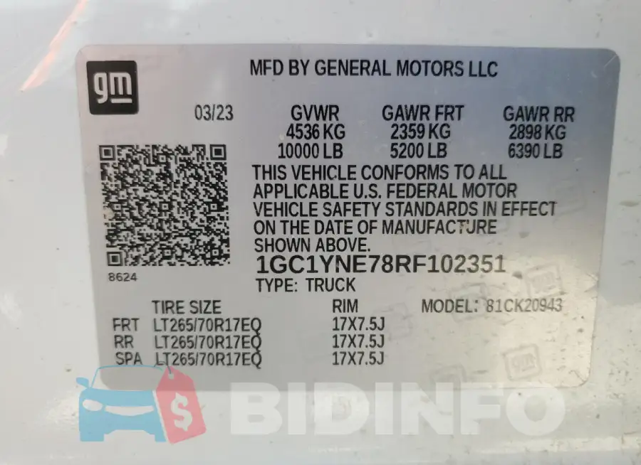 1GC1YNE78RF102351 Photo# 12