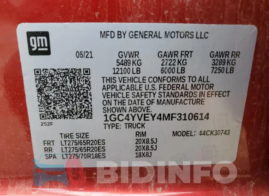 1GC4YVEY4MF310614 Photo# 12