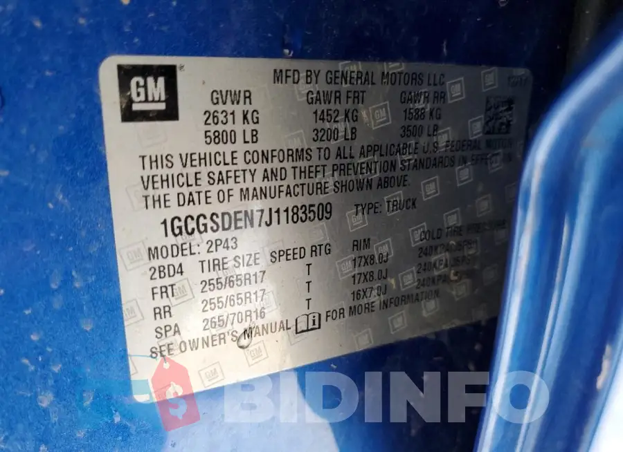1GCGSDEN7J1183509 Photo# 12
