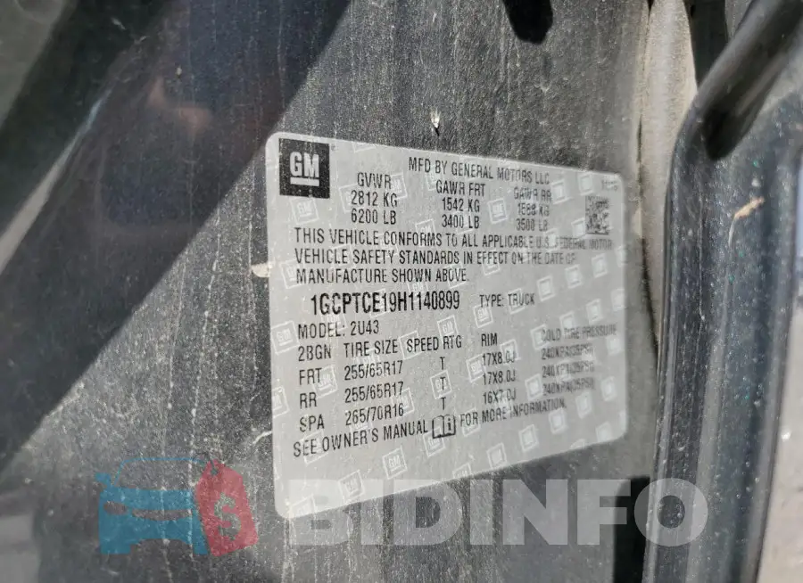 1GCPTCE19H1140899 Photo# 12