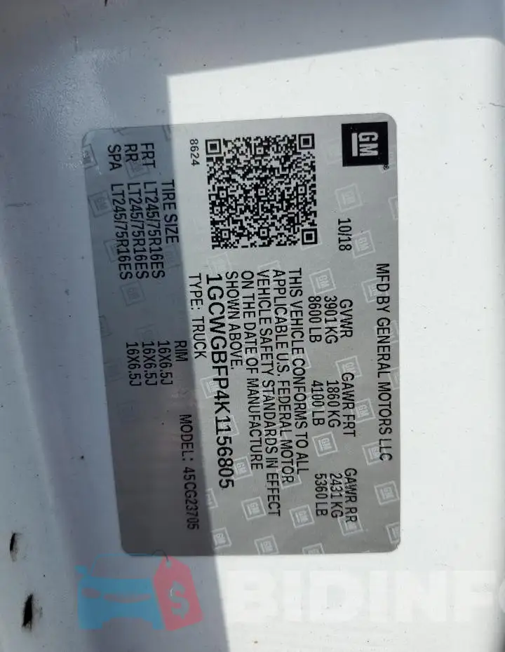1GCWGBFP4K1156805 Photo# 13