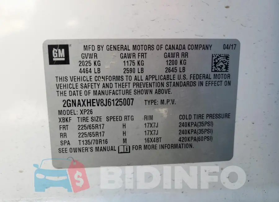 2GNAXHEV8J6125007 Photo# 13