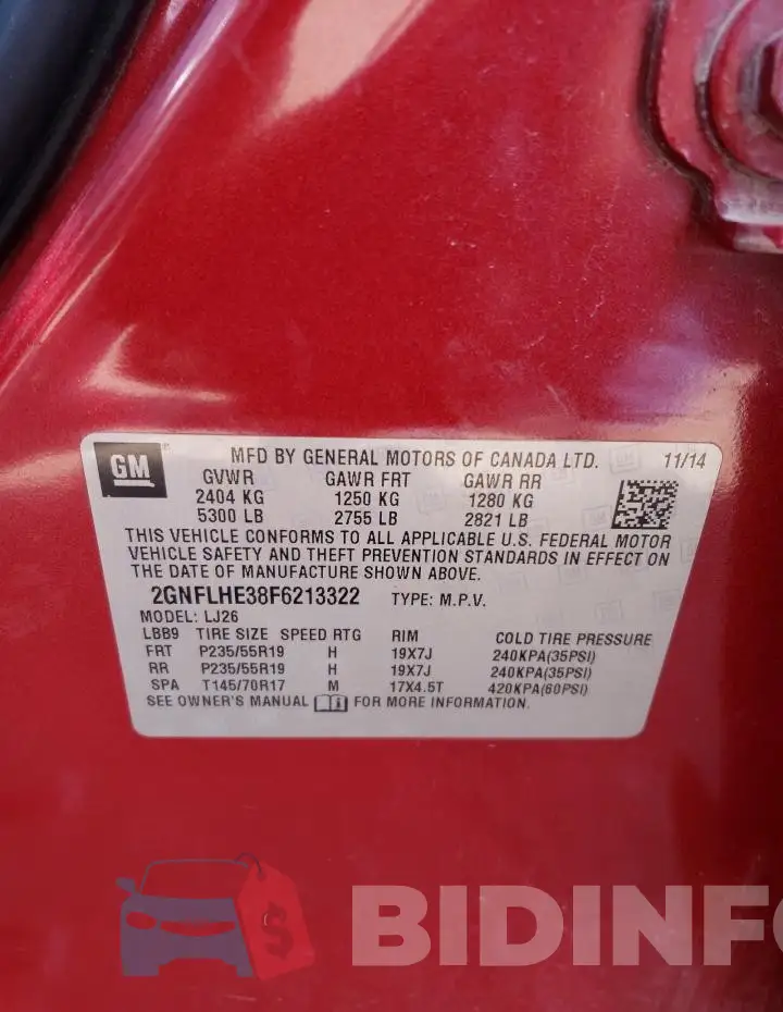 2GNFLHE38F6213322 Photo# 13