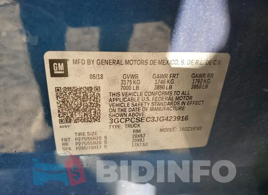 3GCPCSEC3JG423916 Photo# 12