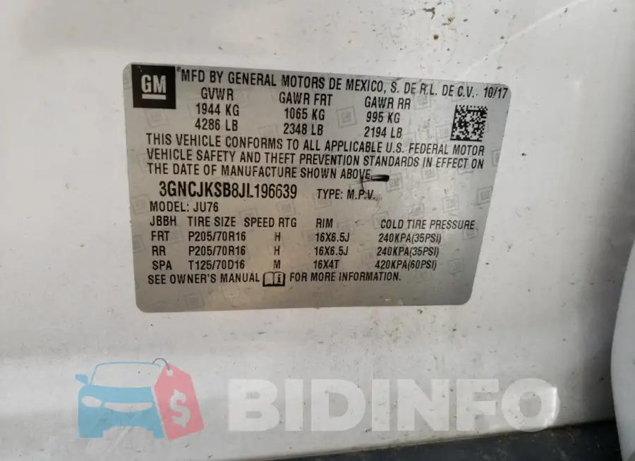 3GNCJKSB8JL196639 Photo# 12