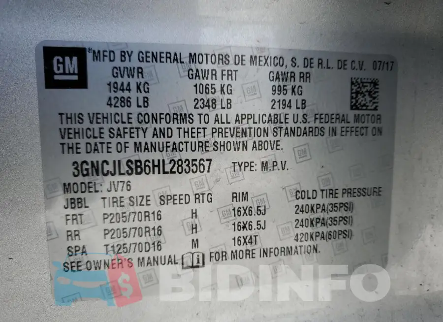 3GNCJLSB6HL283567 Photo# 13