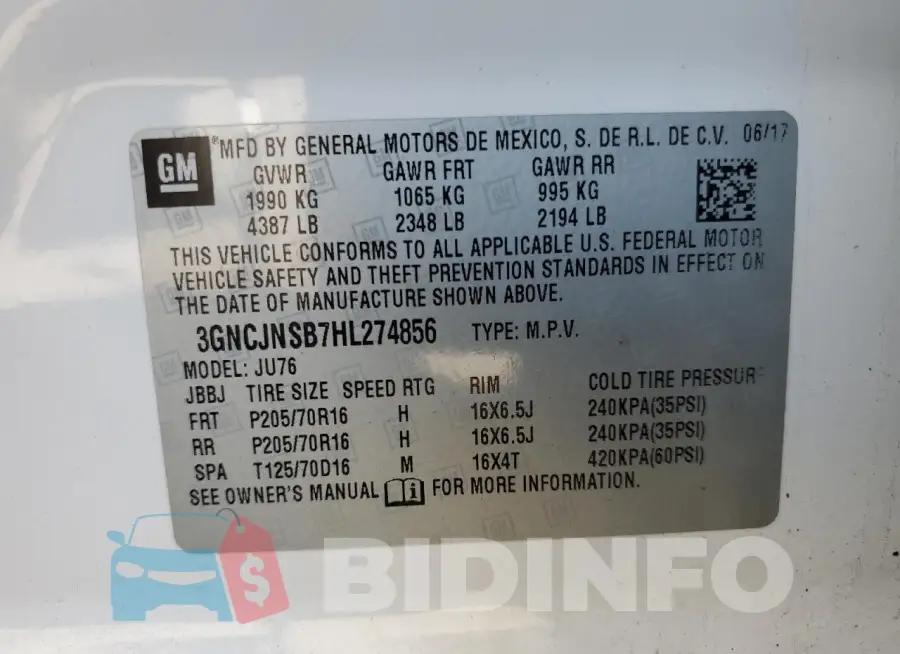 3GNCJNSB7HL274856 Photo# 13