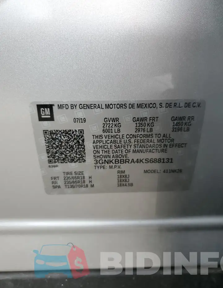 3GNKBBRA4KS688131 Photo# 12