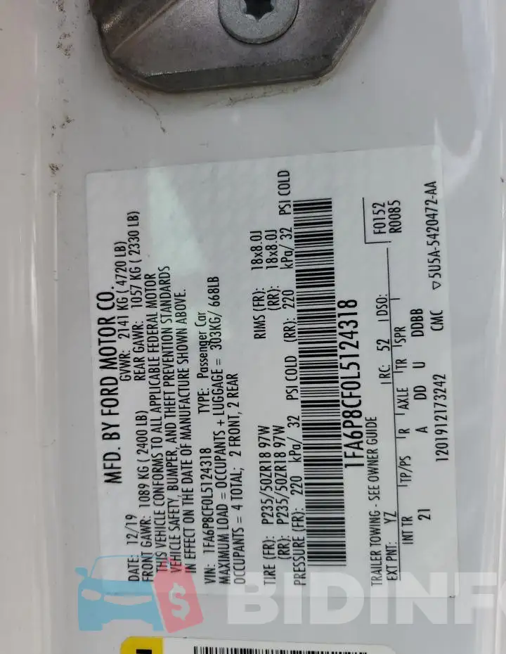 1FA6P8CF0L5124318 Photo# 13