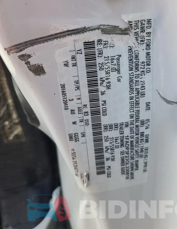 1FADP3F23GL330818 Photo# 12
