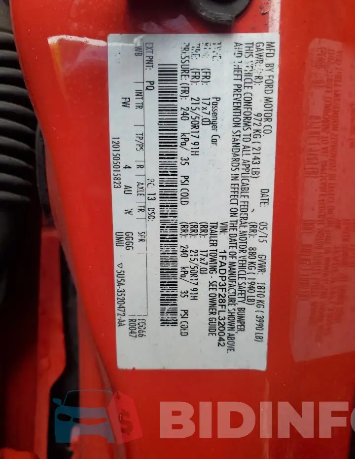 1FADP3F28FL320042 Photo# 12