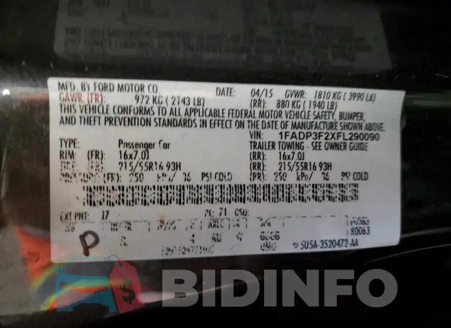 1FADP3F2XFL290090 Photo# 12