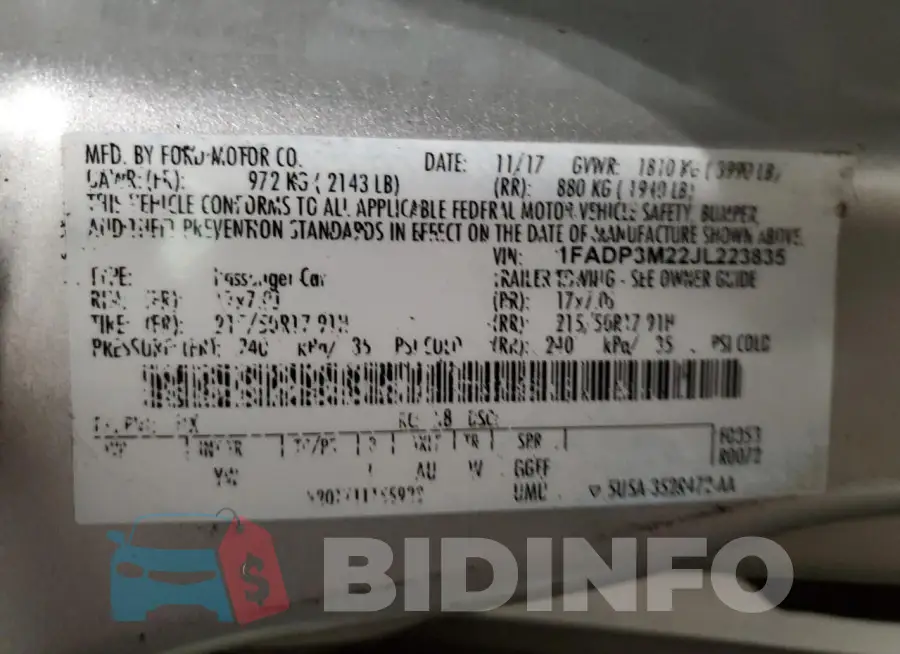 1FADP3M22JL223835 Photo# 12
