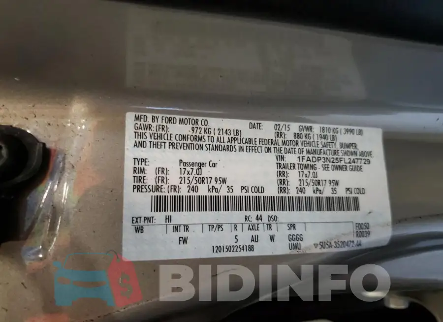 1FADP3N25FL247729 Photo# 13
