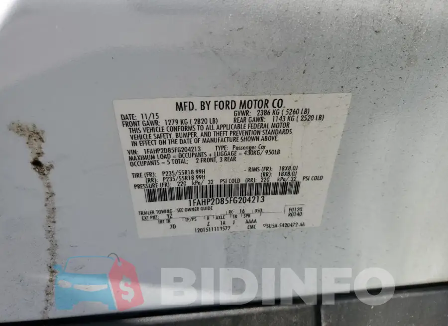 1FAHP2D85FG204213 Photo# 12