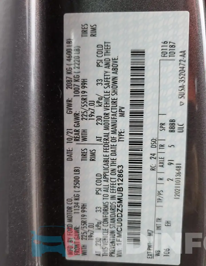 1FMCU0DZ5MUB12863 Photo# 13