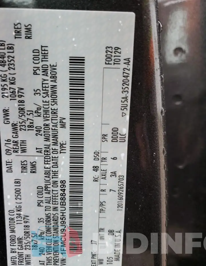 1FMCU9J95HUB88498 Photo# 13