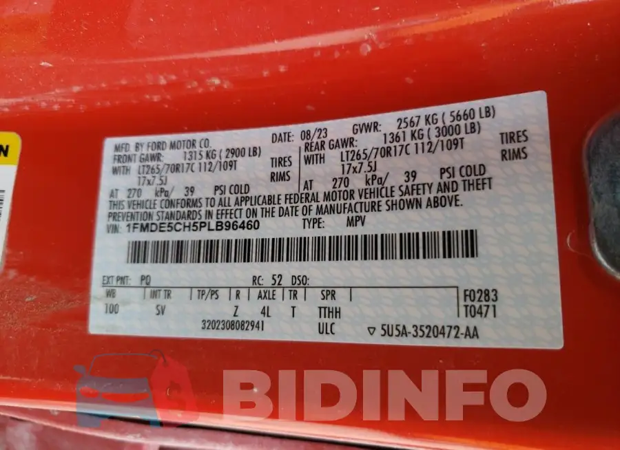 1FMDE5CH5PLB96460 Photo# 13