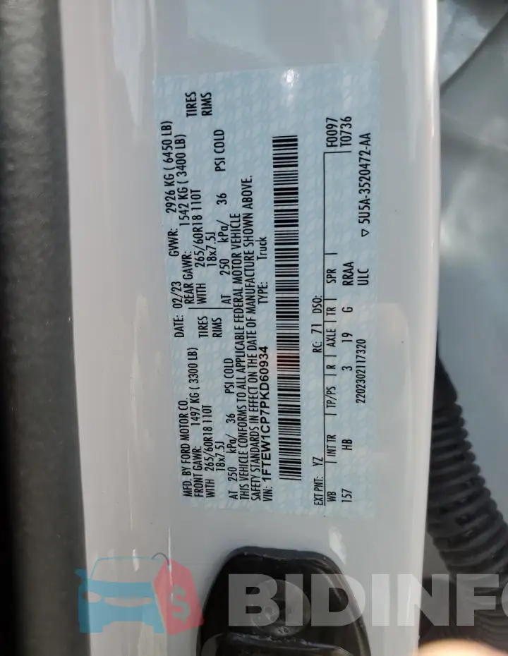 1FTEW1CP7PKD60934 Photo# 13