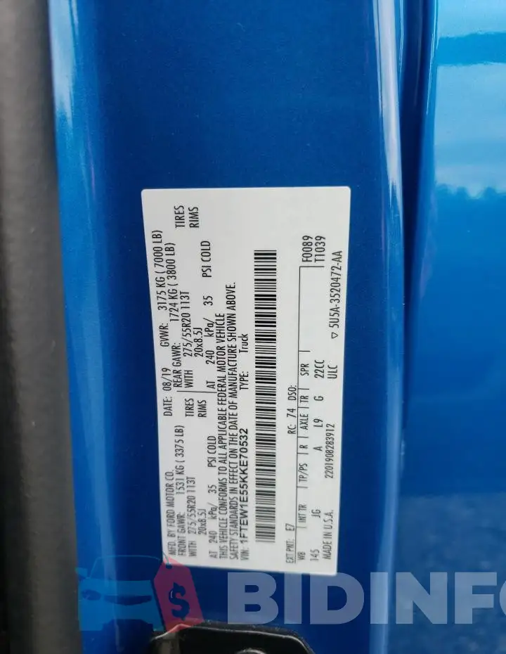 1FTEW1E55KKE70532 Photo# 12
