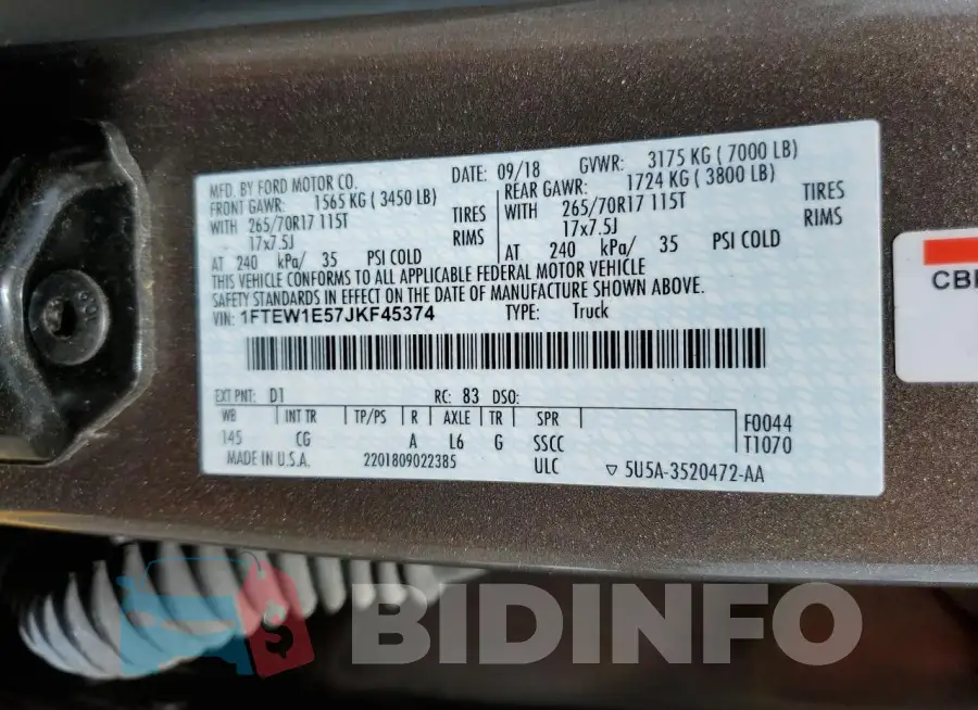 1FTEW1E57JKF45374 Photo# 12