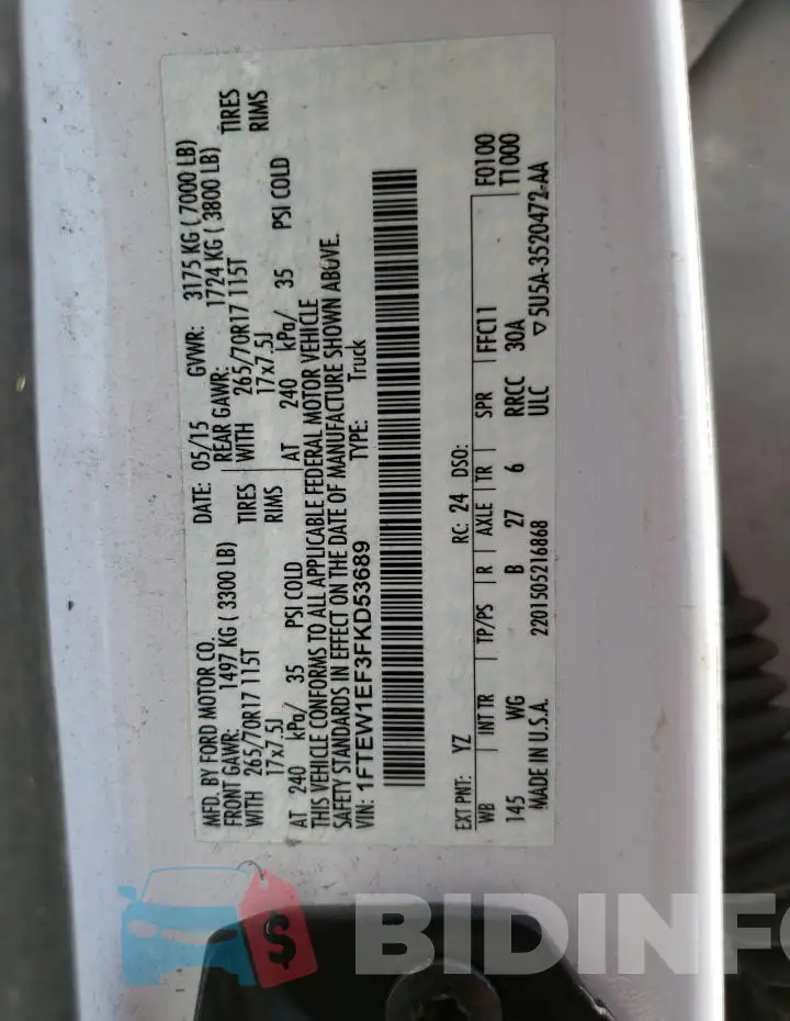 1FTEW1EF3FKD53689 Photo# 12