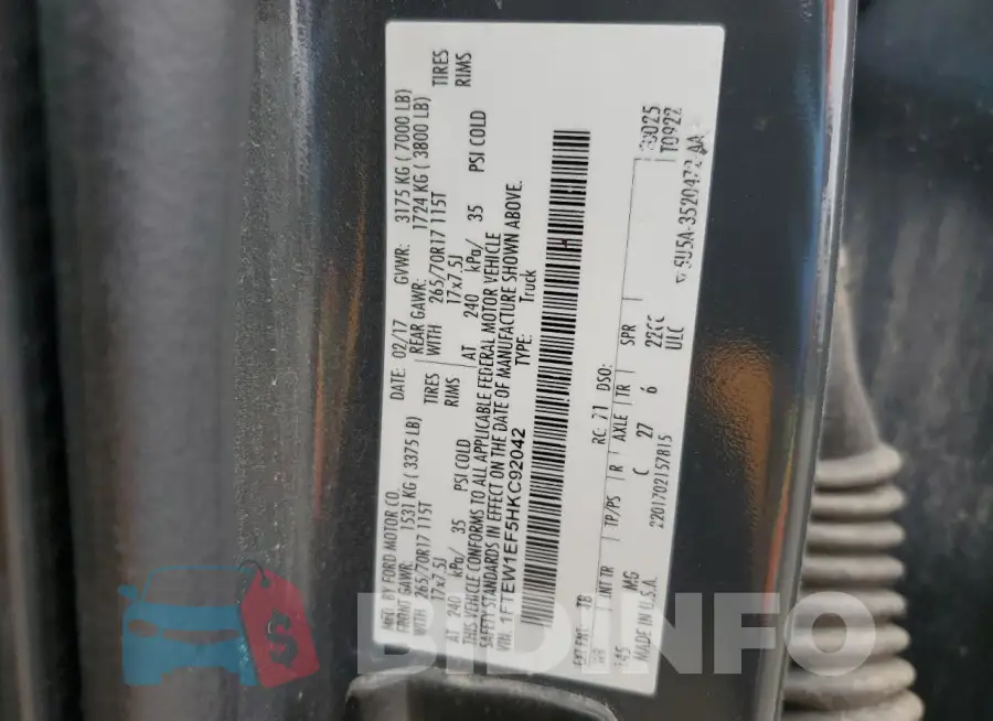 1FTEW1EF5HKC92042 Photo# 12