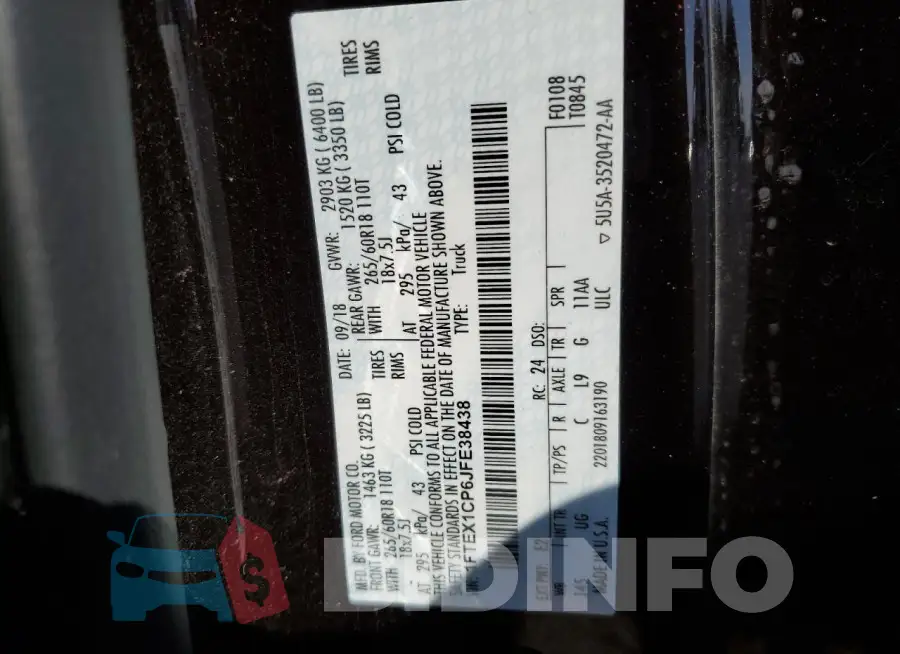 1FTEX1CP6JFE38438 Photo# 12