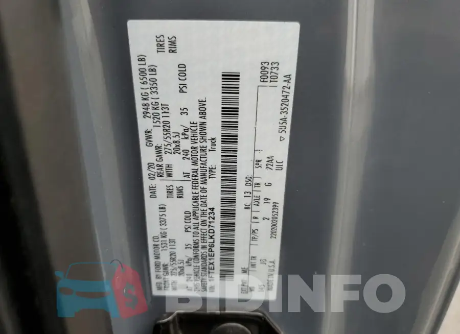 1FTEX1EP6LKD71234 Photo# 12