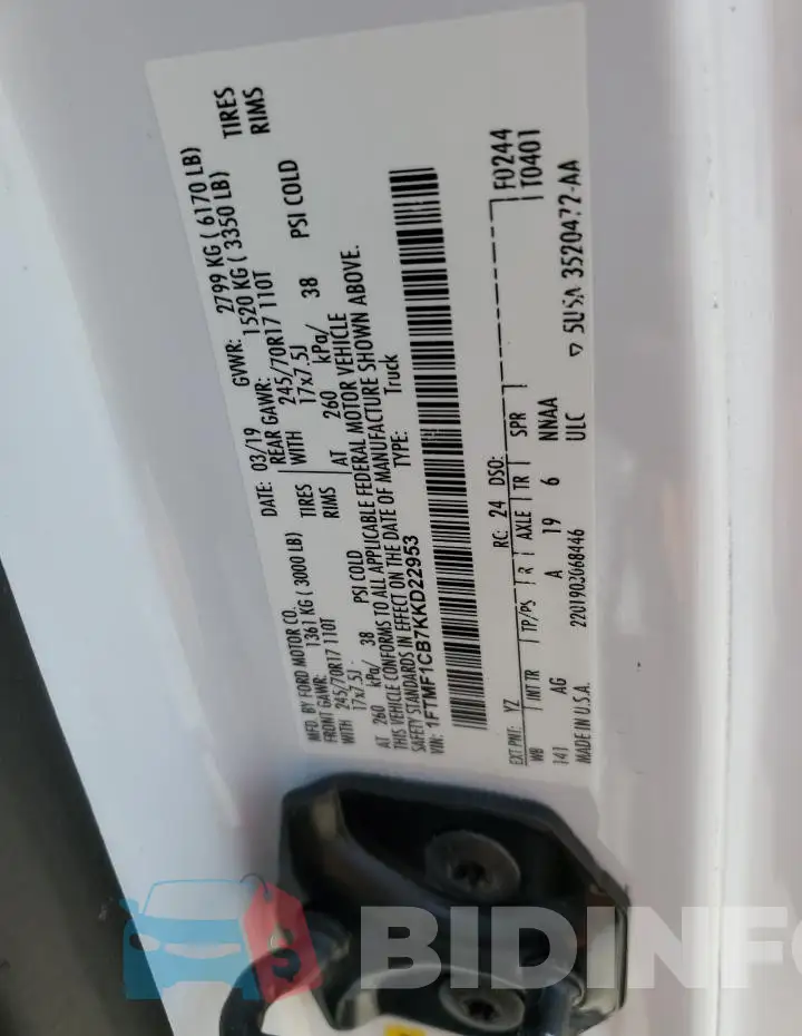 1FTMF1CB7KKD22953 Photo# 12