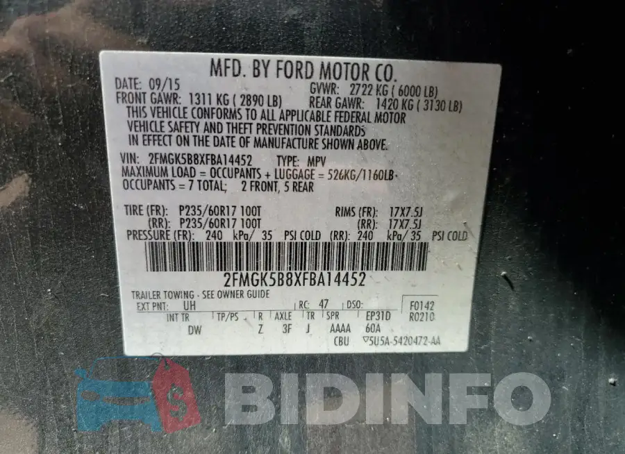 2FMGK5B8XFBA14452 Photo# 13