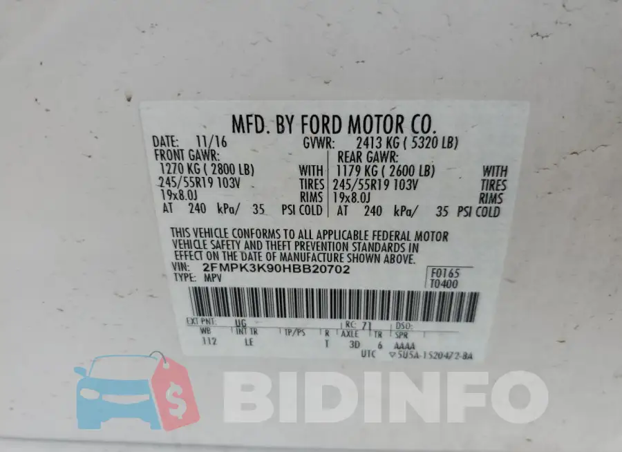 2FMPK3K90HBB20702 Photo# 14