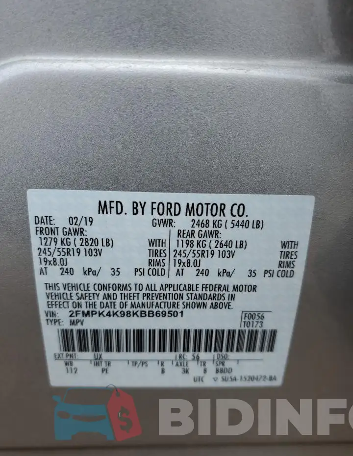 2FMPK4K98KBB69501 Photo# 13