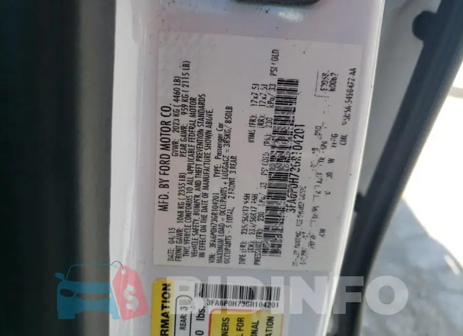 3FA6P0H73GR104201 Photo# 12