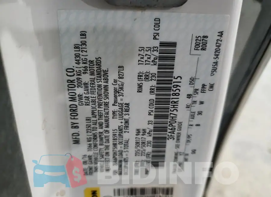 3FA6P0H75HR185915 Photo# 12