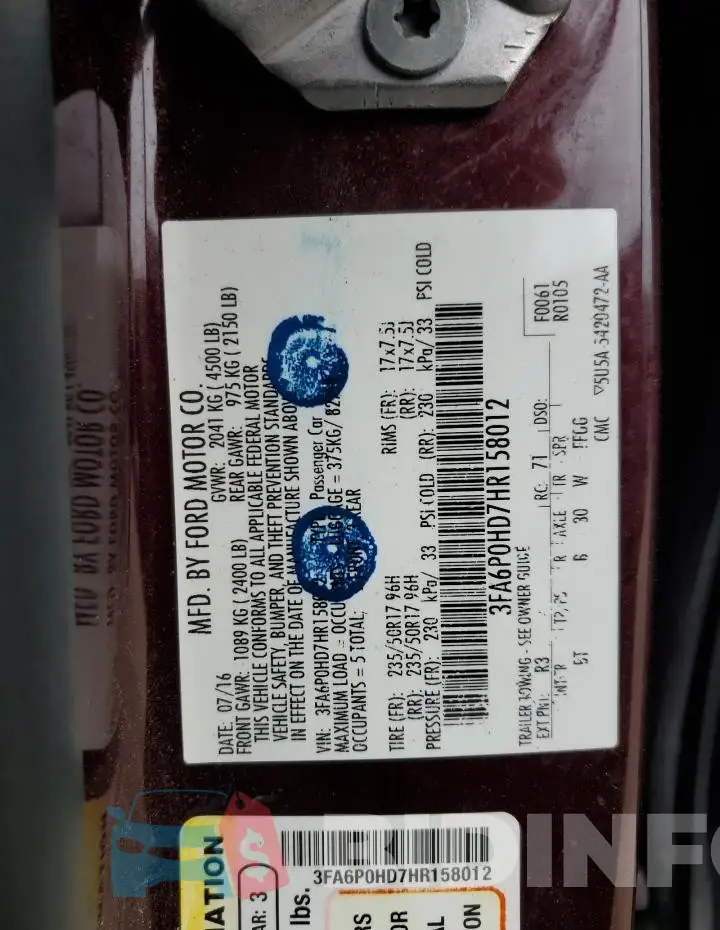 3FA6P0HD7HR158012 Photo# 13