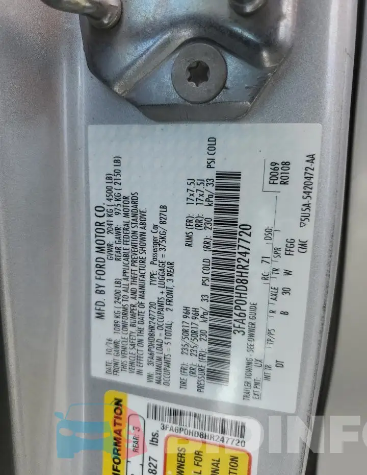 3FA6P0HD8HR247720 Photo# 13