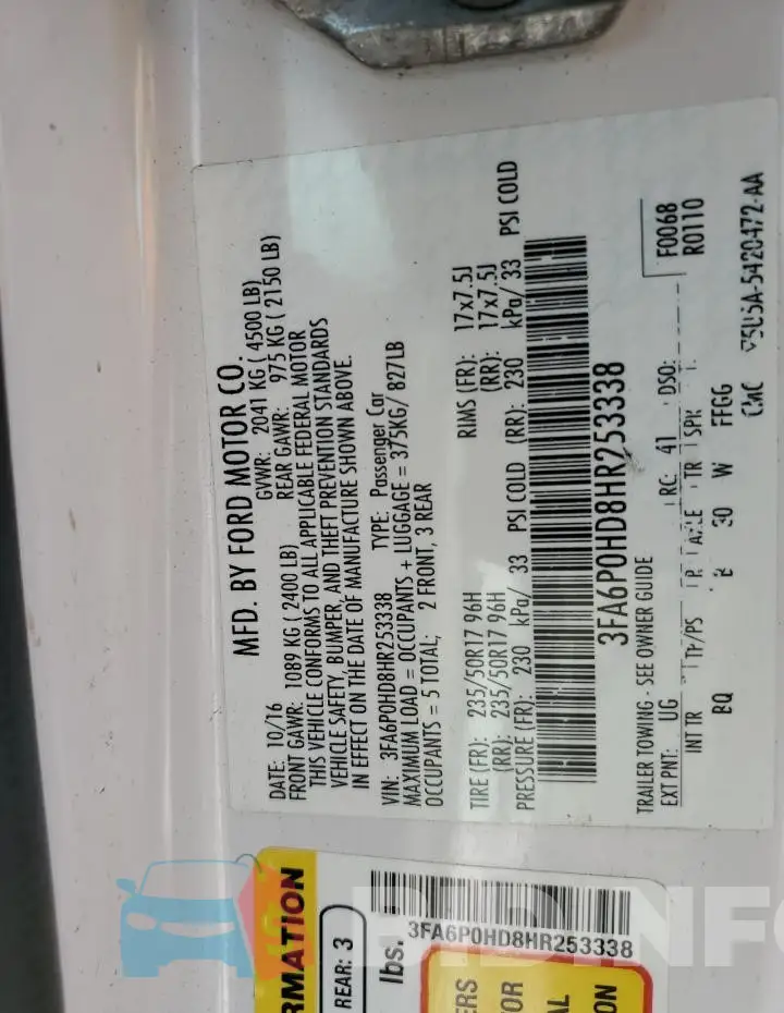 3FA6P0HD8HR253338 Photo# 12