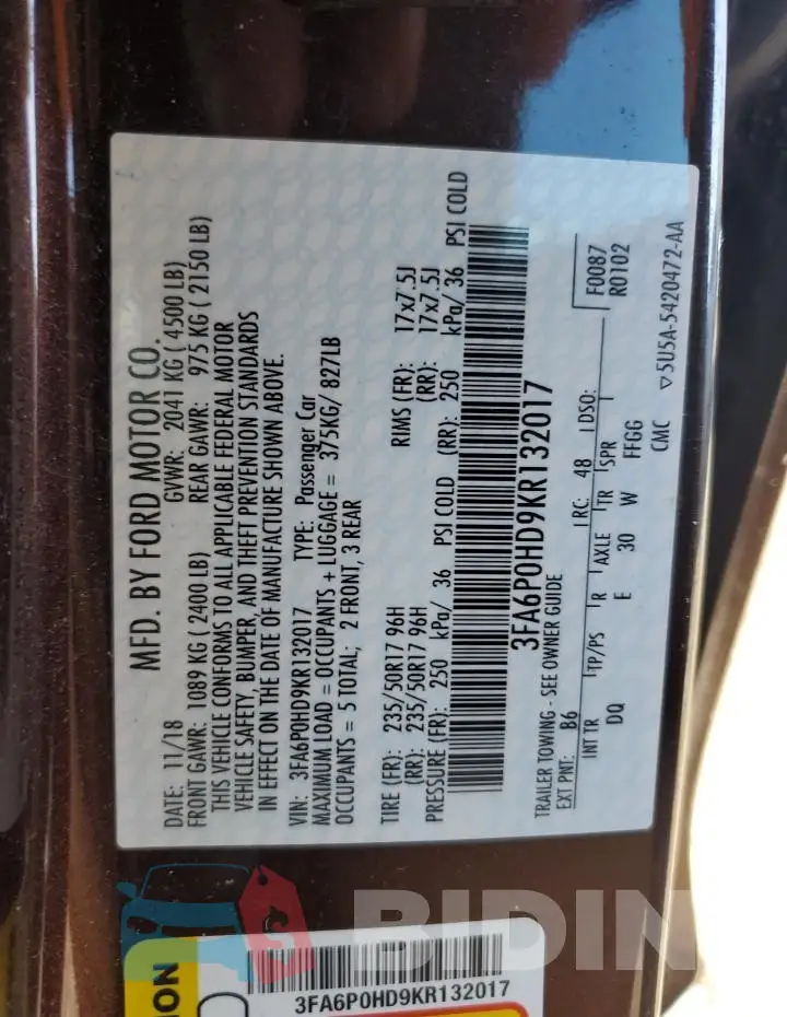 3FA6P0HD9KR132017 Photo# 12