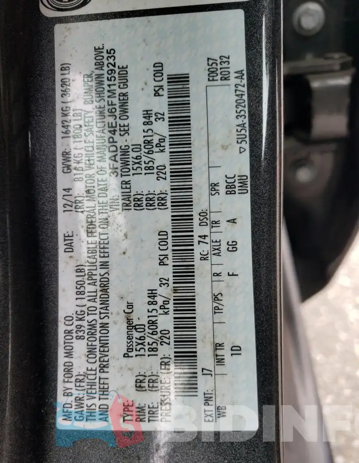 3FADP4EJ6FM159235 Photo# 12