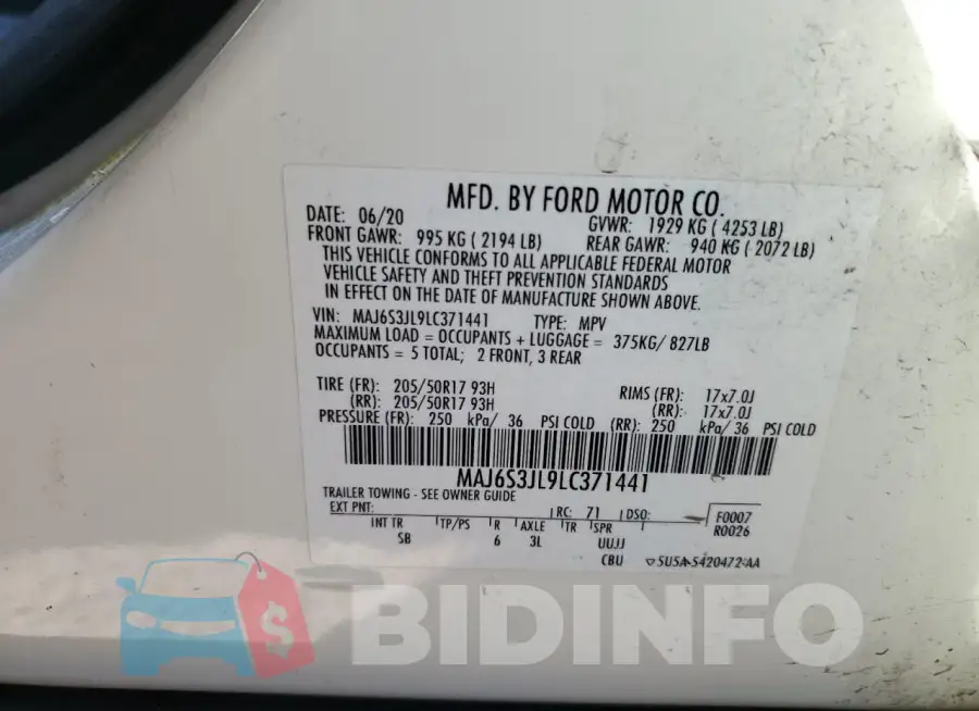 MAJ6S3JL9LC371441 Photo# 13