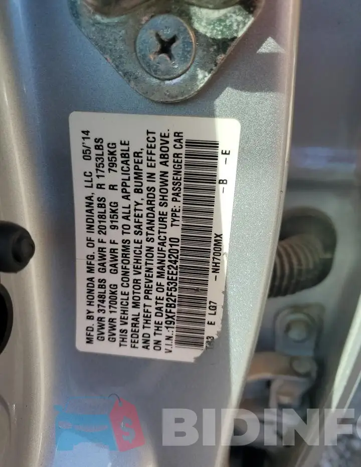 19XFB2F53EE242010 Photo# 12